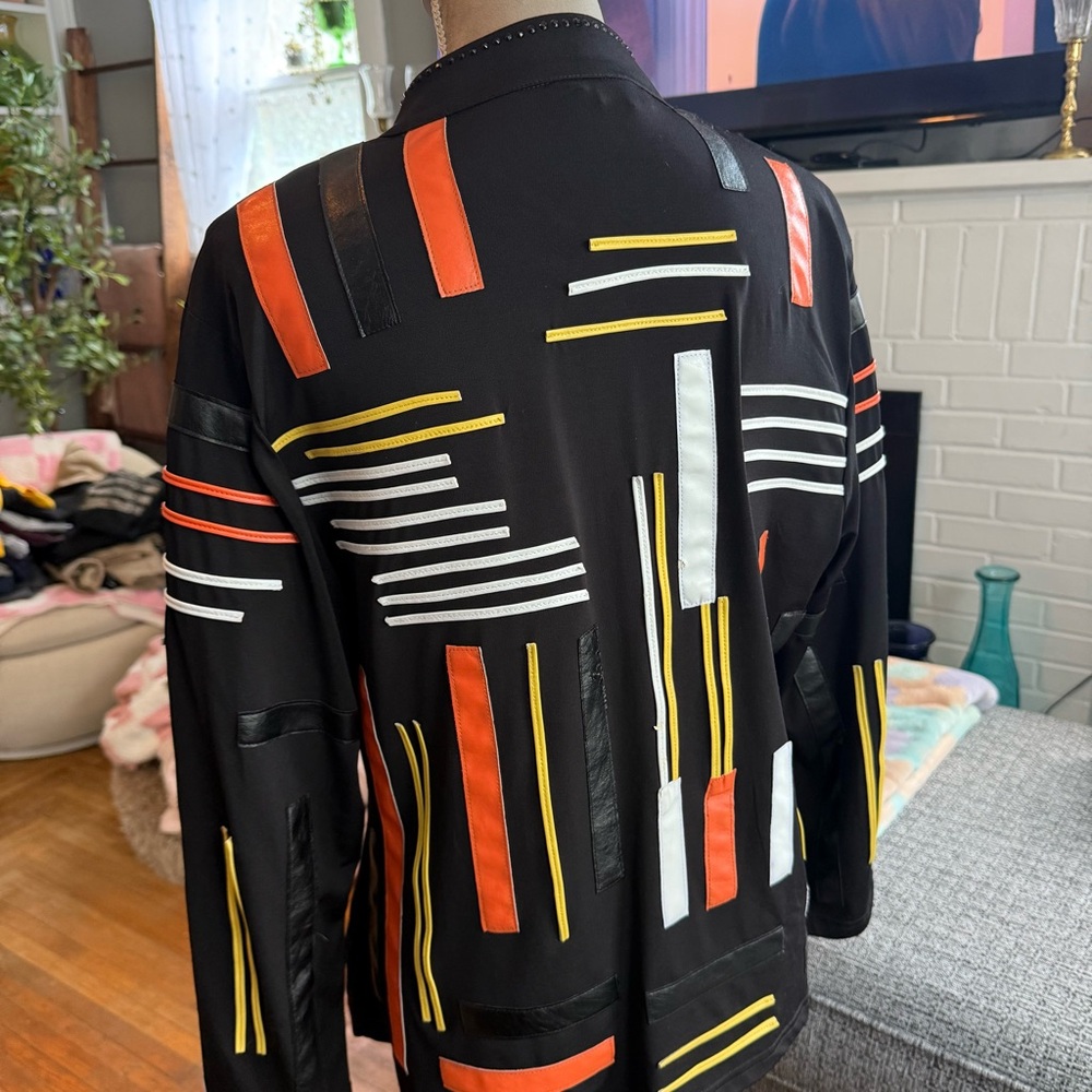 Berek Black and Orange Geometric  Jacket - Picture 5 of 8